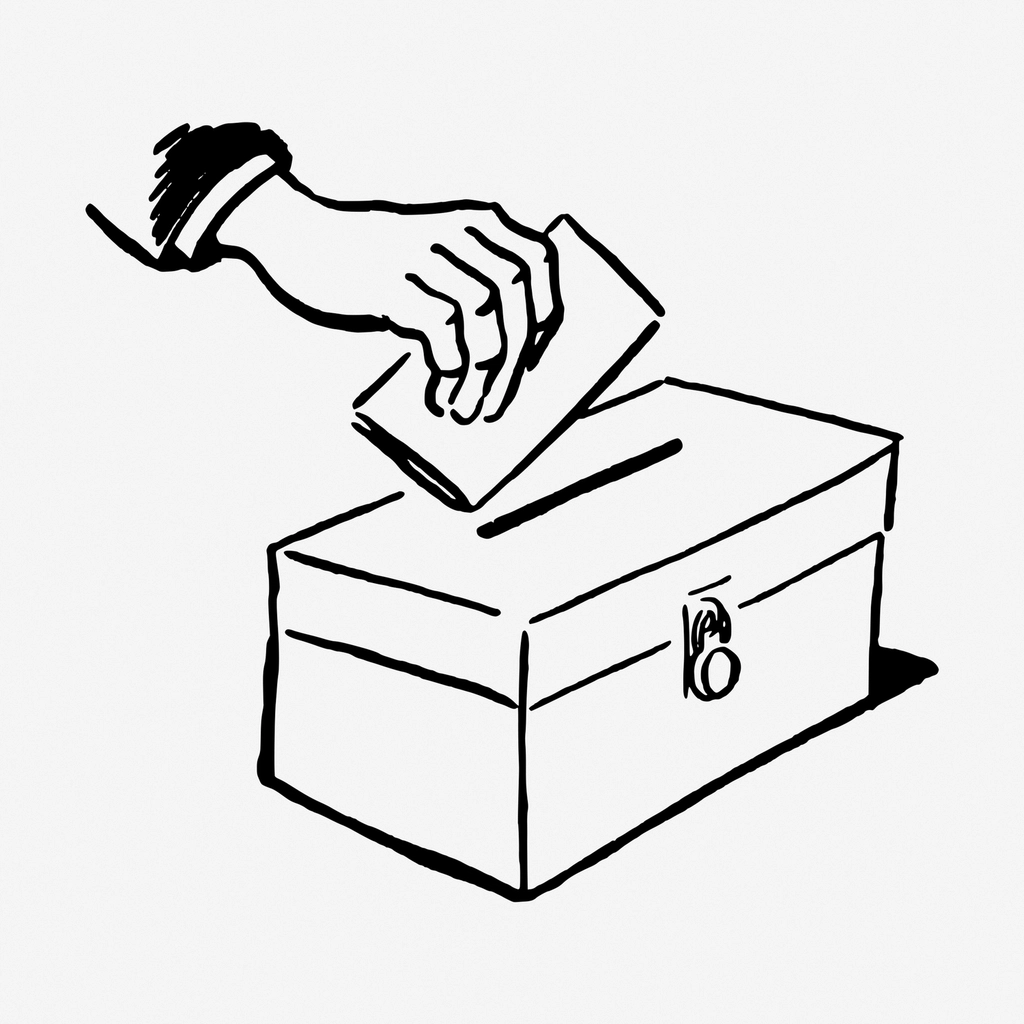 Hand voting drawing, election vintage