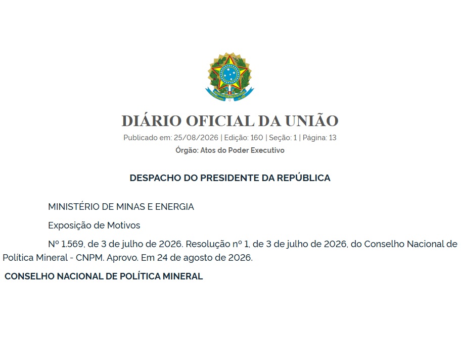 Presidência da República aprova estudo para fortalecimento do Serviço Geológico do Brasil